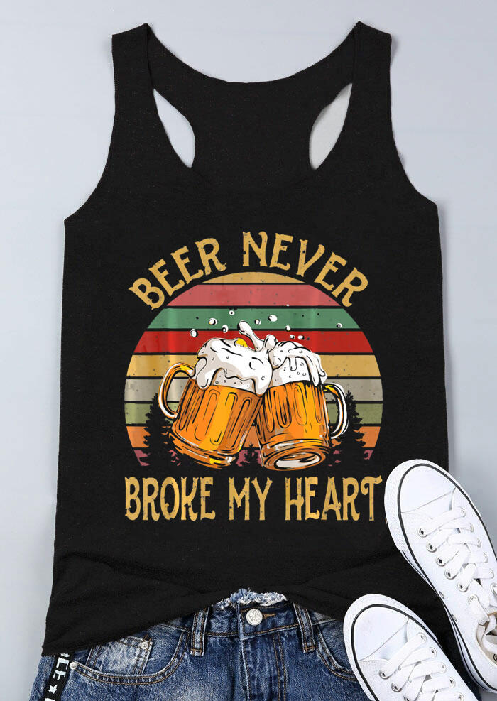 

Tank Tops Beer Never Broke My Heart Tank in Black. Size