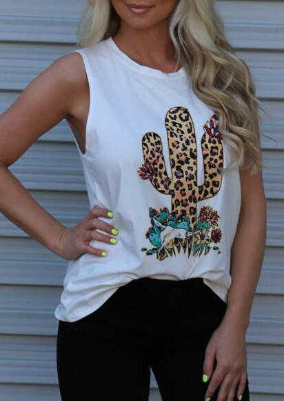 

Leopard Printed Cactus Tank - White, 452952