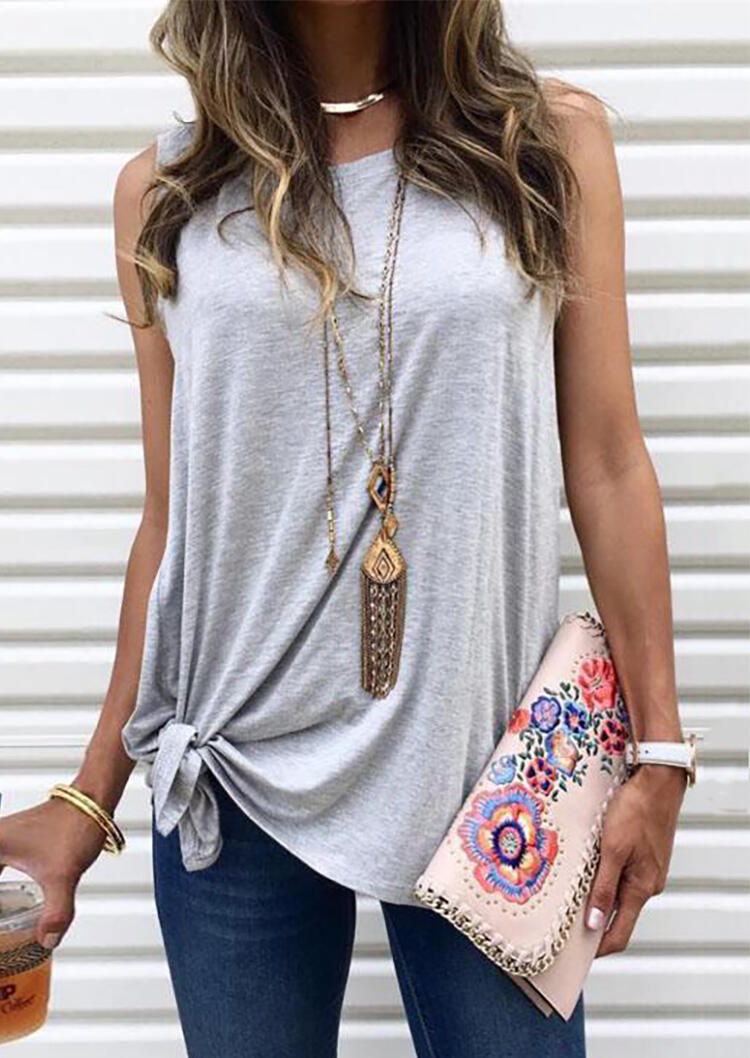

Tank Tops Solid Tie Tank without Necklace - Gray. Size