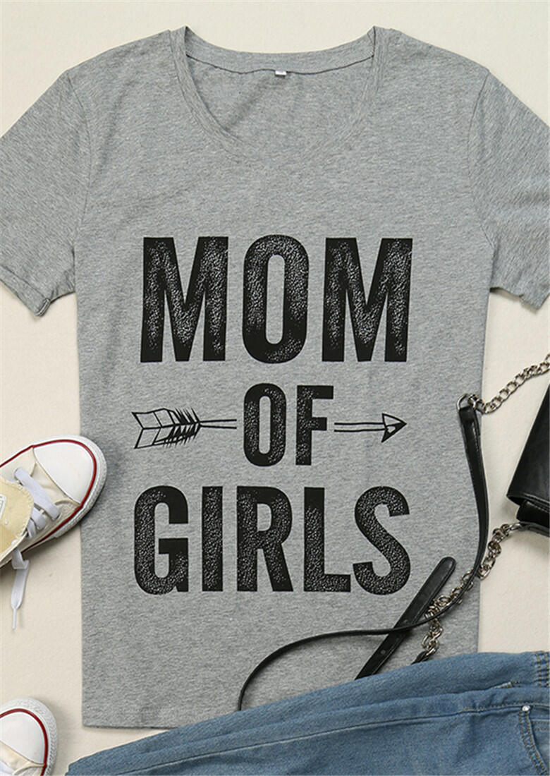 

Mom of Girls Arrow Short Sleeve T-Shirt, Gray, 109076