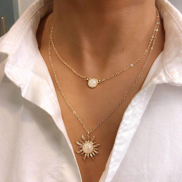 

Necklaces Sunflower Dual-Layered Women's Necklace. Size, Gold