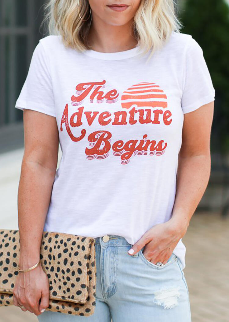 

The Adventure Begins T-Shirt Tee - White, 453122