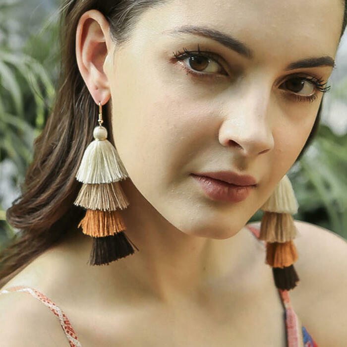 

Tree-Shaped Long Tassel Earrings, #1;#2;#3, 453111