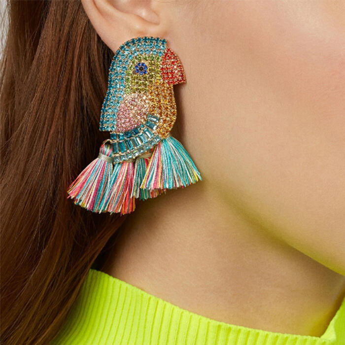 

Earrings Crystal Bird Tassel Earrings. Size, #1