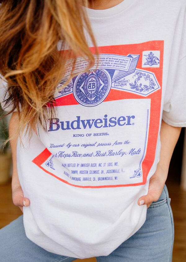 

Tees T-shirts Budweiser O-Neck T-Shirt Tee - White. Size: ,M