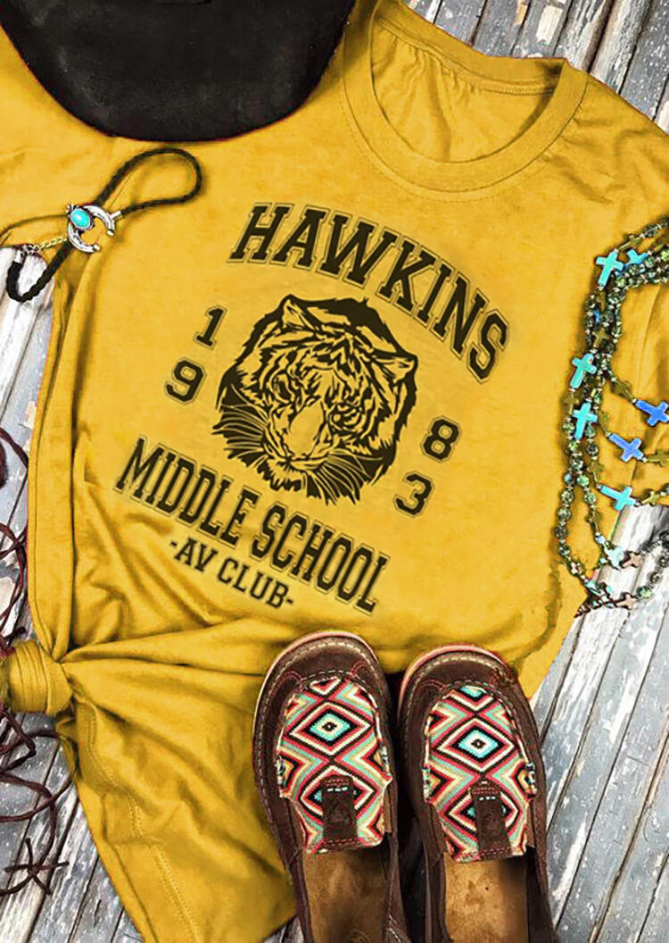 

Hawkins 1983 Middle School T-Shirt Tee - Yellow, 453205