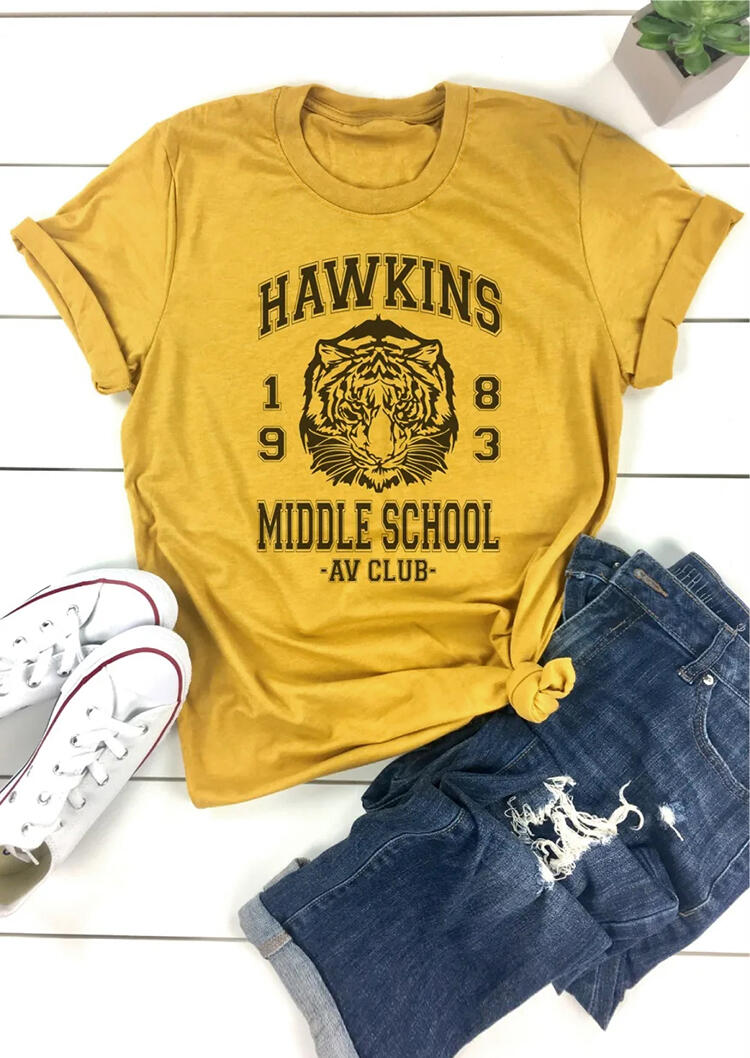 

Tees T-shirts Hawkins 1983 Middle School T-Shirt Tee - Yellow. Size: S,M,,XL