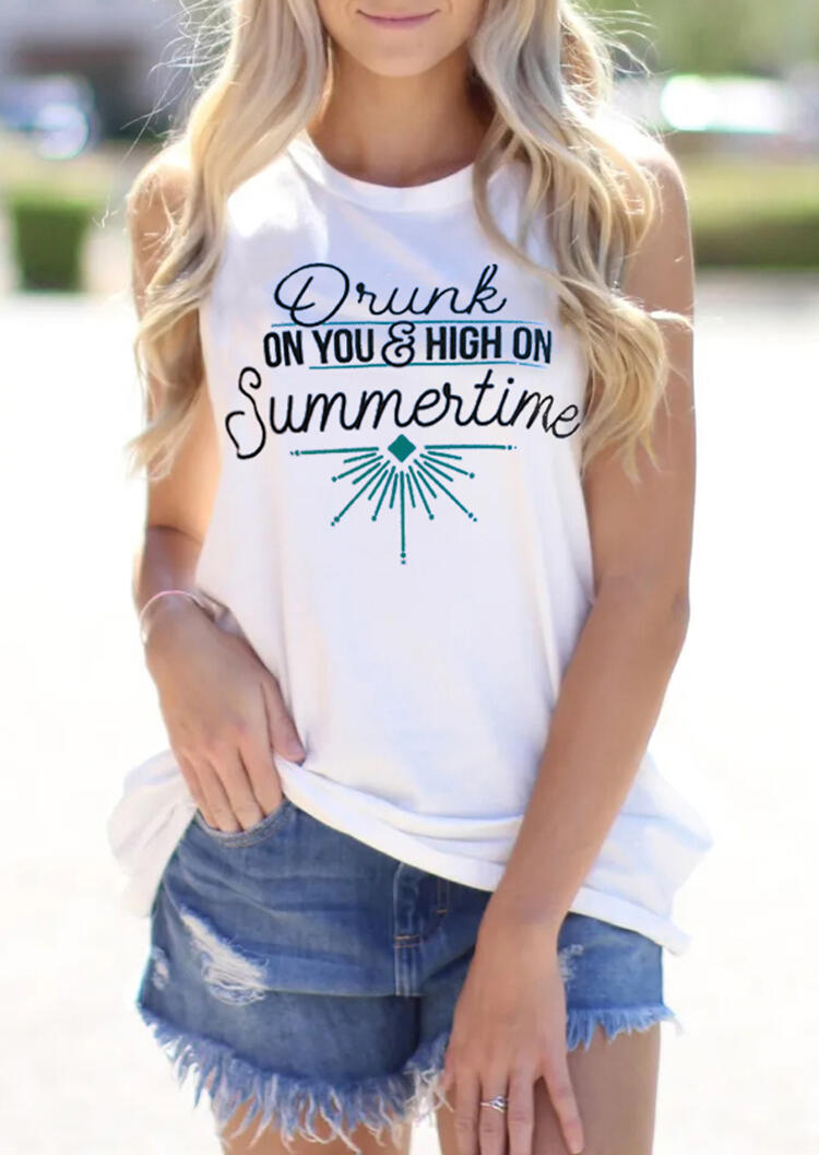 

Tank Tops Drunk On You Tank - White. Size