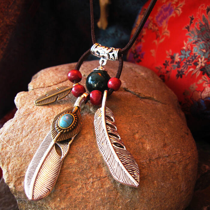 

Necklaces Turquoise Feather Necklace. Size, #1