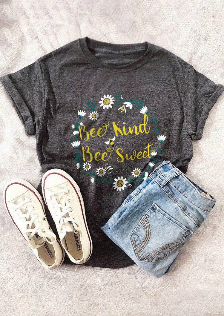 

Bee Kind Bee Sweet T-Shirt Tee - Gray, 450422