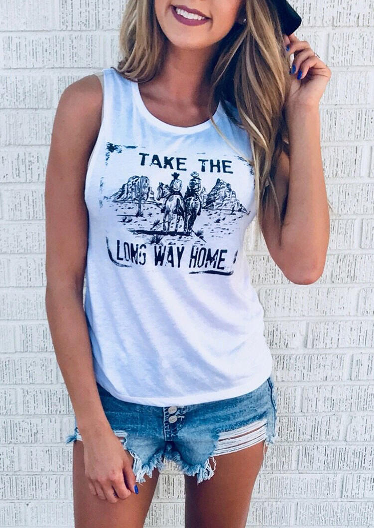 

Tank Tops Take The Long Way Home Tank - White. Size