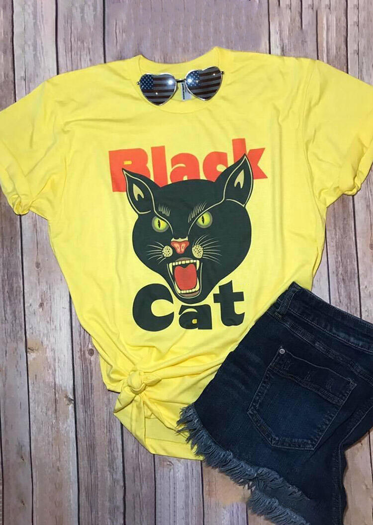 

Black Cat T-Shirt Tee - Yellow, 452393