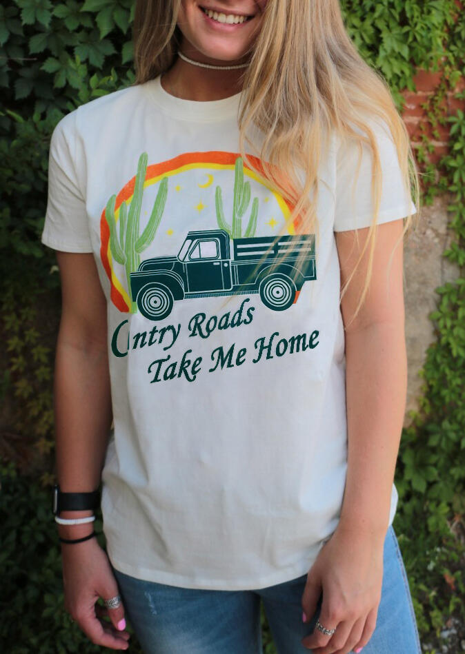 

Tees T-shirts Country Roads Take Me Home T-Shirt Tee without Choker - White. Size: ,XL