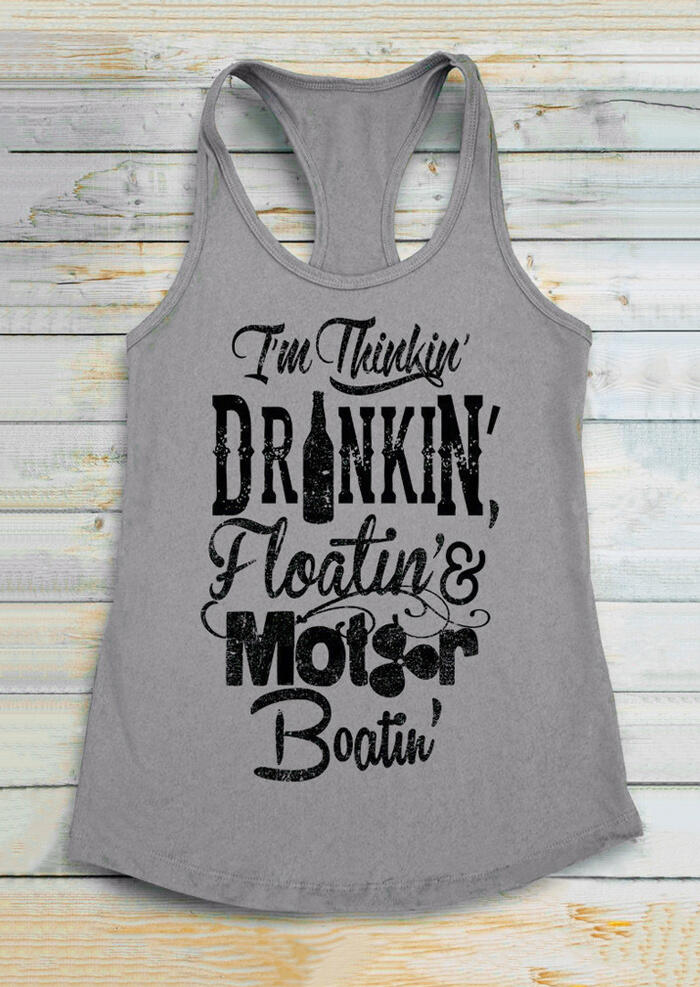 

Drinkin' Floatin' & Motor Boatin' Tank - Gray, 452694