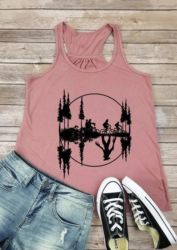 

Stranger Things Printed O-Neck Tank - Pink, 453427