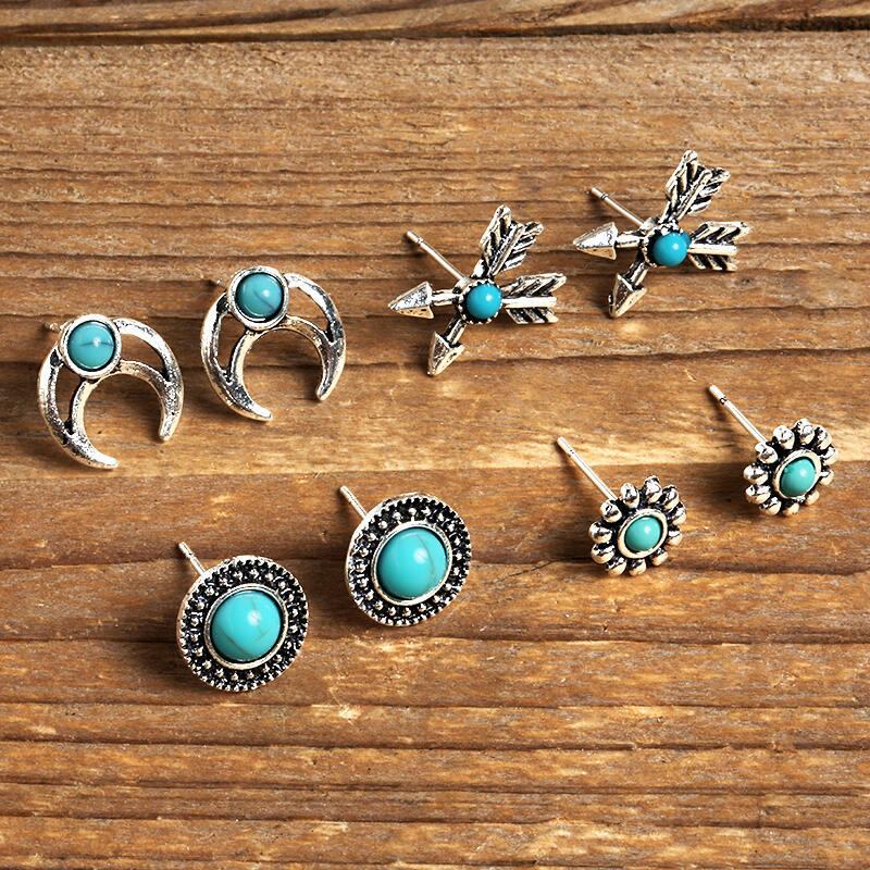 

Earrings Geometric Horns Arrows Stud Earrings Set. Size, Silver