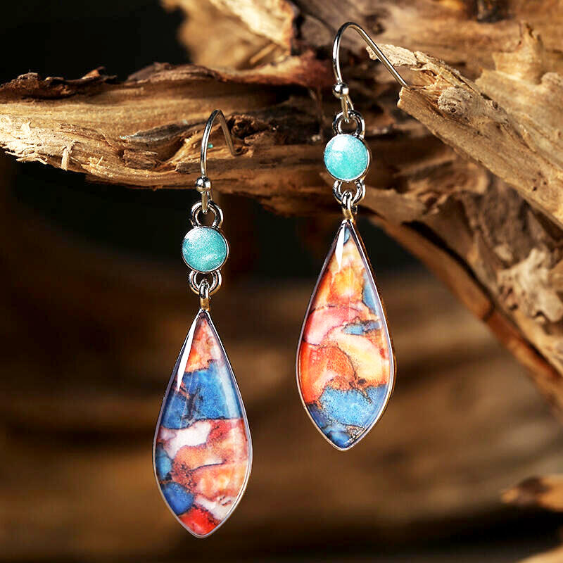 

Earrings Colorful Drop-Shaped Vintage Earrings. Size, #1