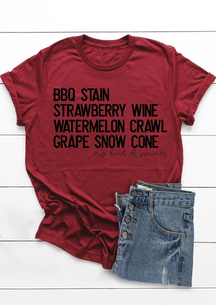 

BBQ Stain Wine Crawl Cone T-Shirt Tee - Burgundy, 453483