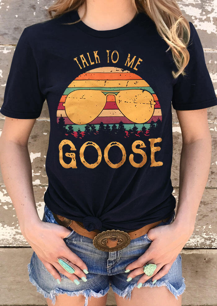 

Talk To Me Goose Glasses Rainbow T-Shirt Tee - Black, 453506