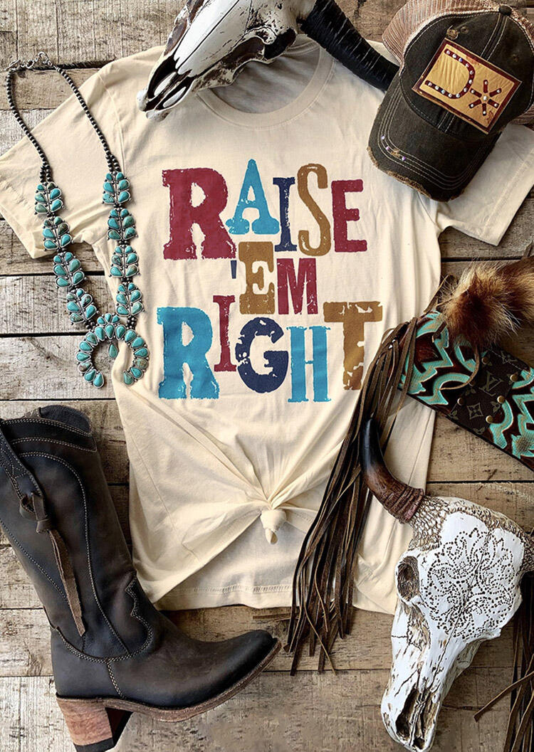 

Raise 'Em Right T-Shirt Tee - Apricot, 450832