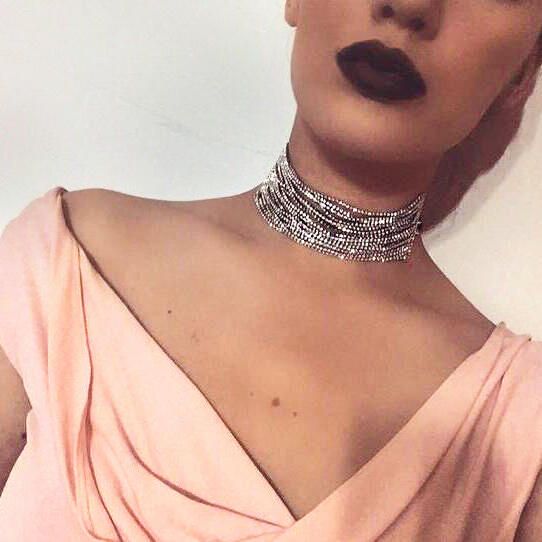 

Multi-layered Simulated Diamond Choker, 452720, Silver