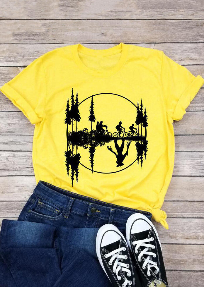 

Tees T-shirts Upside Down Stranger Things Bicycle T-Shirt Tee - Yellow. Size