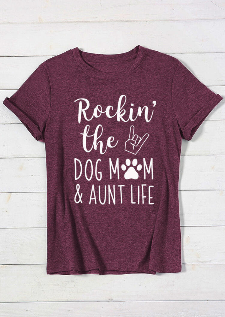 

Tees T-shirts Rockin' The Dog Mom T-Shirt Tee - Plum. Size