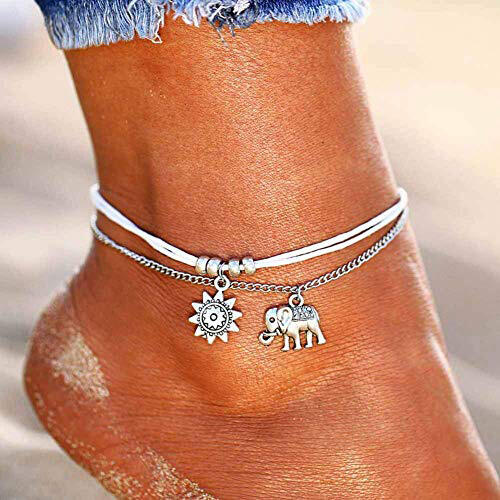 

Sunflower Elephant Pendant Anklet, Silver, 453605