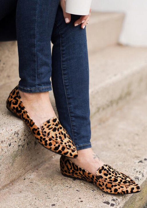 Leopard Printed Pointed Toe Flats Fairyseason