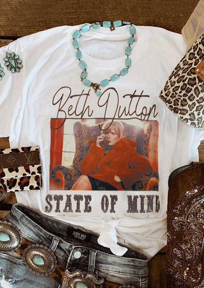 

Beth Dutton State Of Mind T-Shirt Tee - White, 453533