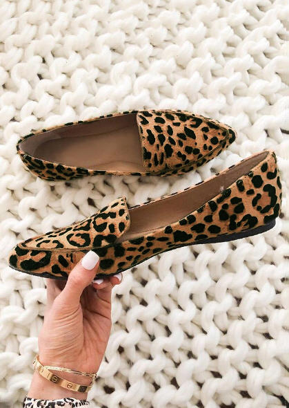 Leopard Printed Pointed Toe Flats