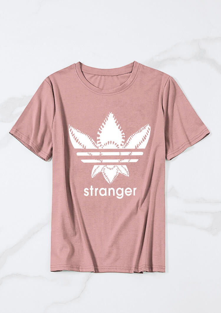 

Tees T-shirts Stranger Things Printed T-Shirt Tee - Pink. Size