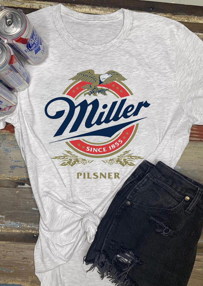 

Tees T-shirts Miller Since 1855 Eagle T-Shirt Tee - Light Grey. Size: S