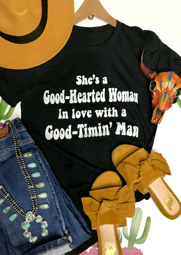 

Good-Hearted Woman Good-Timin' Man T-Shirt Tee - Black, 453823