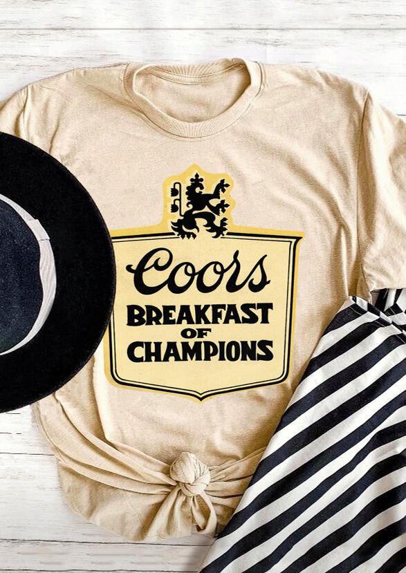 

Coors Breakfast Of Champions T-Shirt Tee - Light Khaki, 453826