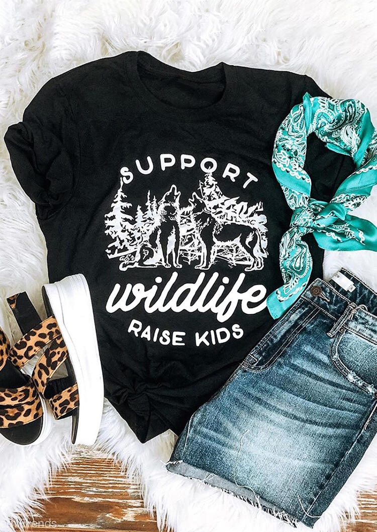 

Tees T-shirts Support Wildlife Raise Kids T-Shirt Tee - Black. Size
