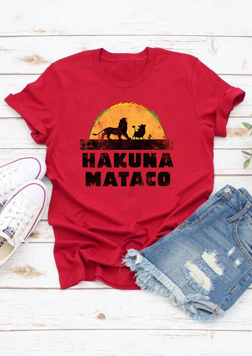 

Tees T-shirts Hakuna Mataco O-Neck T-Shirt Tee - Red. Size