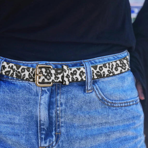 

Belts Leopard Printed PU Leather Belt. Size, White