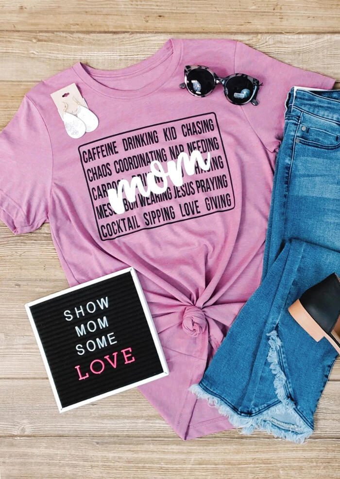 

Tees T-shirts Mom O-Neck T-Shirt Tee - Purple. Size: ,M