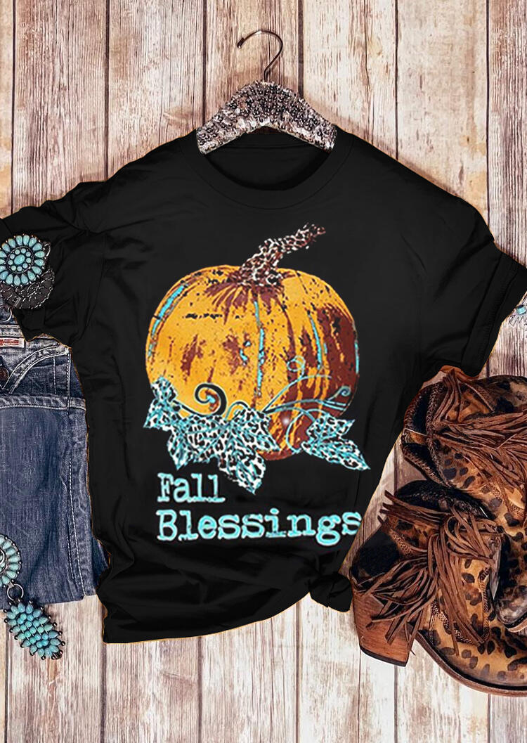 

Tees T-shirts Fall Blessings Pumpkin T-Shirt Tee - Black. Size: ,M