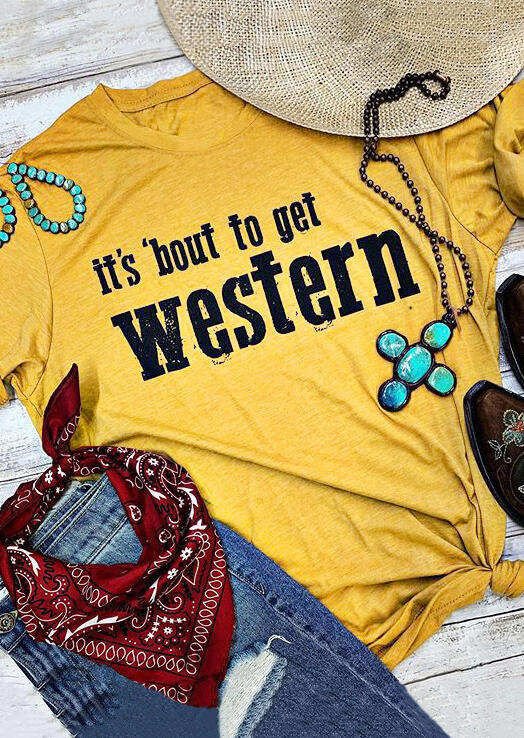 

Tees T-shirts It's Bout to Get Western T-Shirt Tee in Yellow. Size