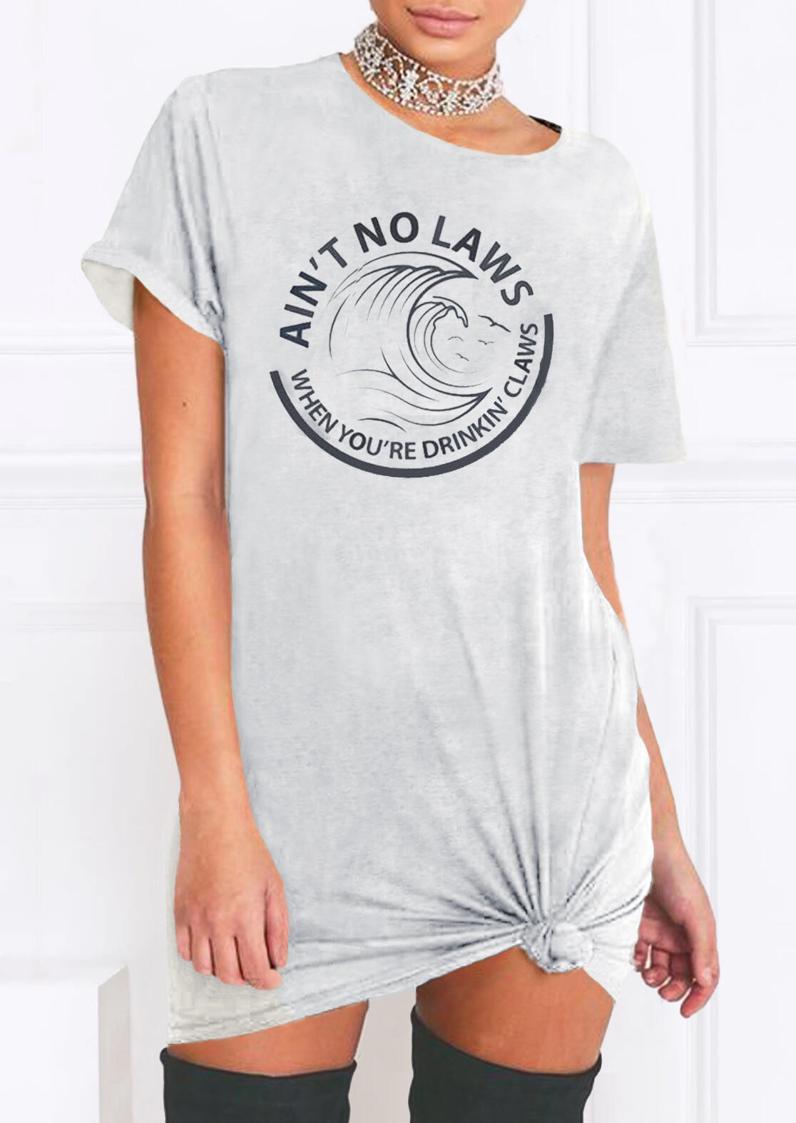 

Mini Dresses Ain't No Laws When You're Drinkin' Claws Mini Dress without Choker - White. Size, Light grey