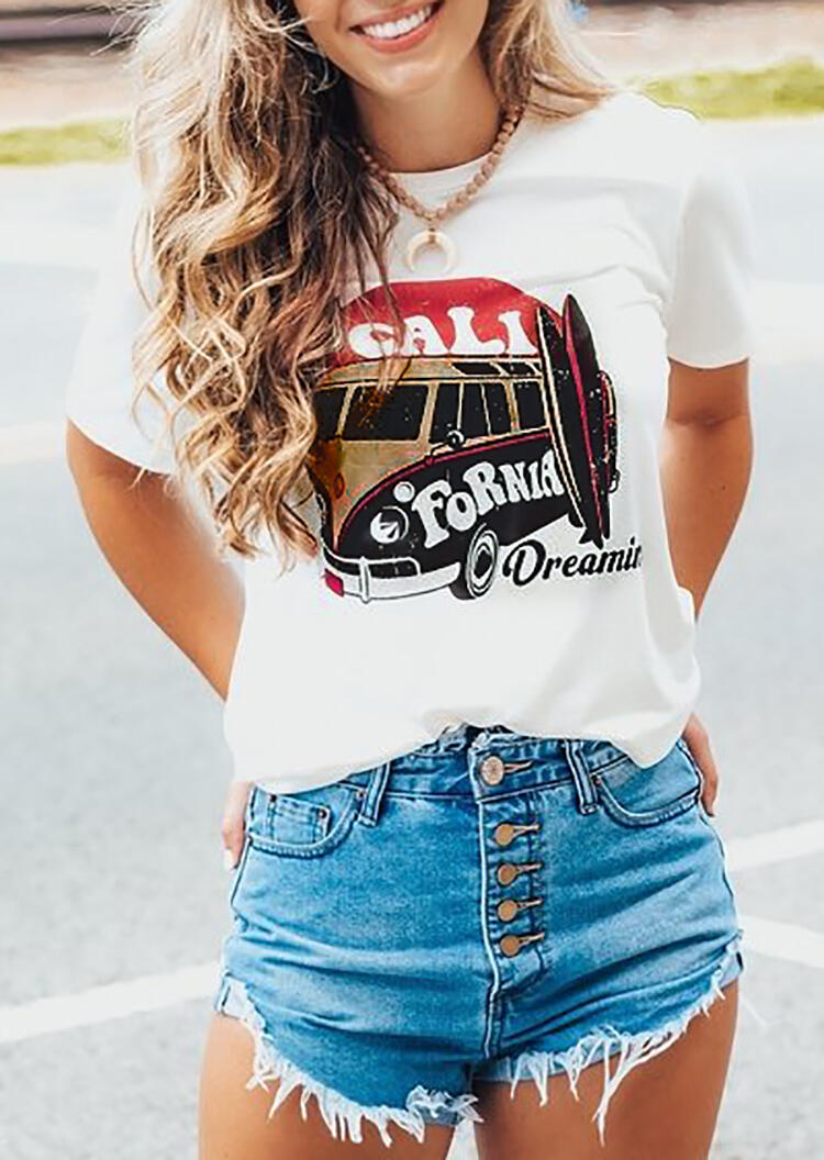 

California Dreaming T-Shirt Tee without Necklace - White, 453198
