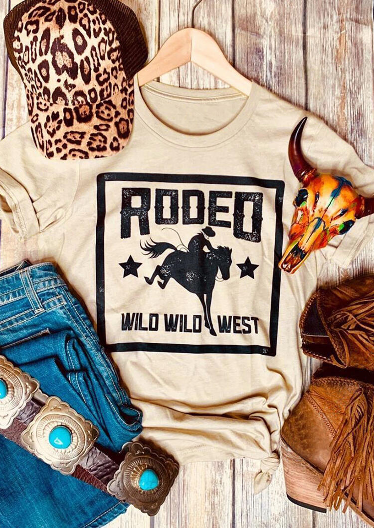 

Rodeo Wild Wild West Star T-Shirt Tee - Light Khaki, 454339