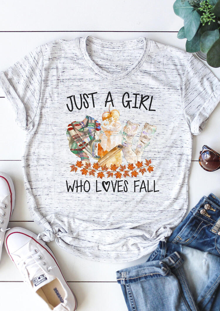 

Just A Girl Who Loves Fall T-Shirt Tee - Light Grey, 454353