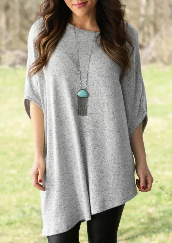

Blouses Asymmetric O-Neck Blouse without Necklace - Gray. Size: ,M