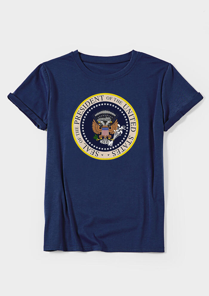 

Tees T-shirts Fake Presidential Seal O-Neck T-Shirt Tee - Blue. Size: S,M,,XL