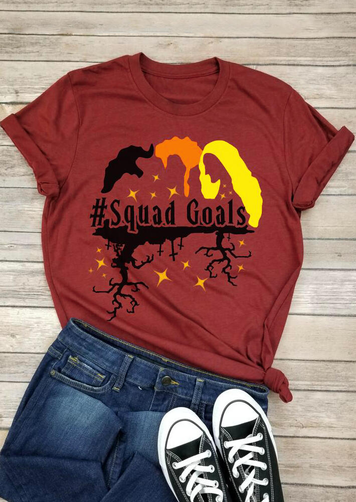 

Tees T-shirts Halloween Squad Goals T-Shirt Tee - Brick Red. Size