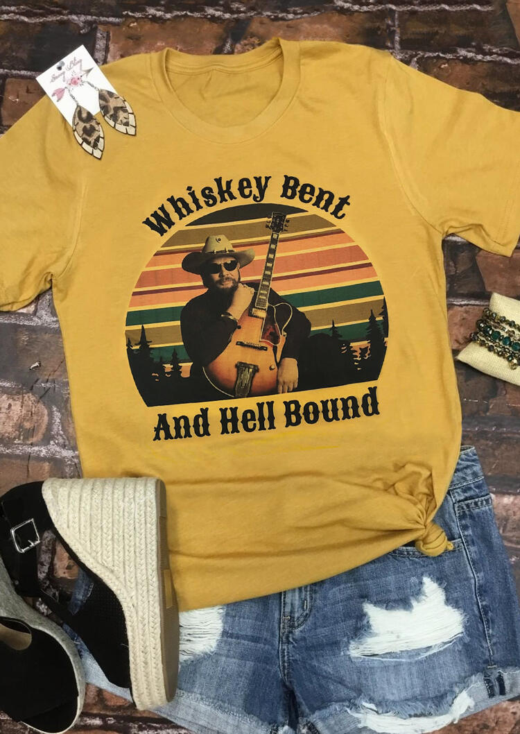 

Tees T-shirts Whiskey Bent Printed T-Shirt Tee - Yellow. Size