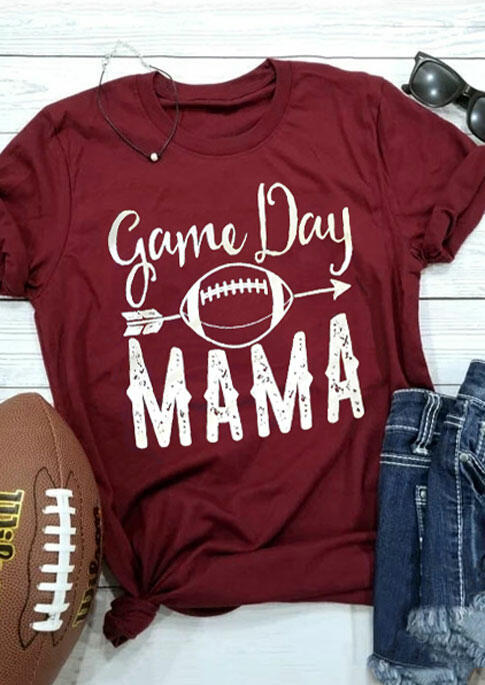 

Tees T-shirts Game Day Mama Football T-Shirt Tee - Burgundy. Size: ,M